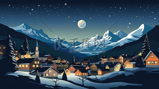 瑞士小镇雪景的夜晚8