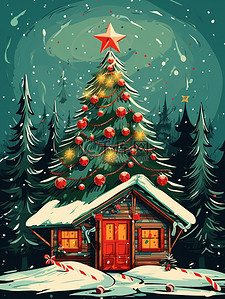 圣诞节装饰夜色圣诞树14