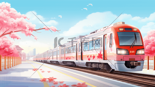高铁运输插画图片_春运火车出行交通插画19