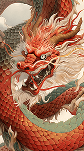 长城红色插画图片_中国龙霍达龙元素龙年