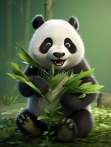可爱的熊猫吃竹子8