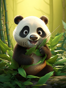 可爱的熊猫吃竹子1