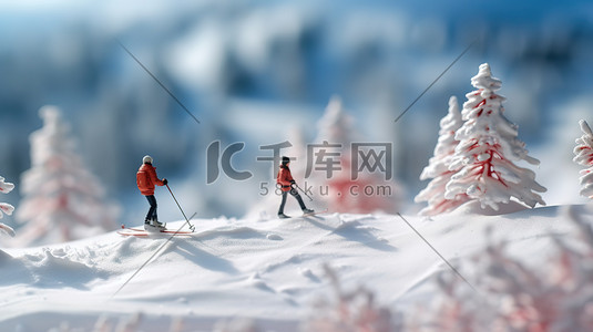 冬天滑雪场滑雪微距场景10