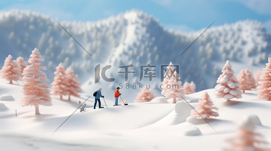 冬天滑雪场滑雪微距场景4