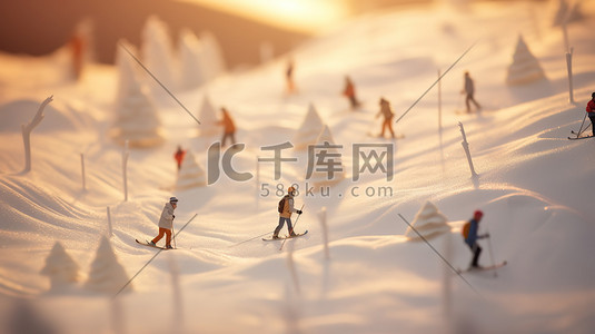 运动场景插画图片_冬天滑雪场滑雪微距场景7