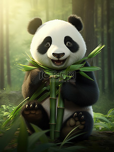熊猫吃的竹子插画图片_可爱的熊猫吃竹子10