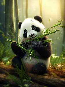 熊猫吃的竹子插画图片_可爱的熊猫吃竹子15