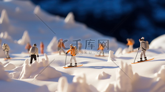 运动场景插画图片_冬天滑雪场滑雪微距场景15