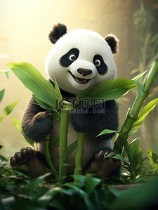 可爱的熊猫吃竹子9