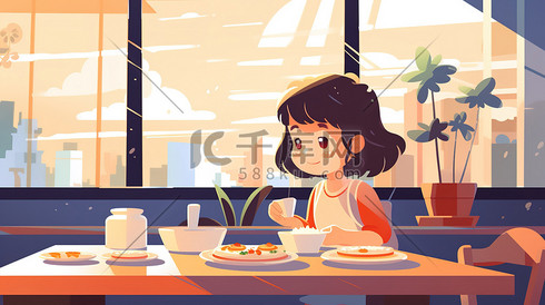 小女孩在餐厅吃饭17