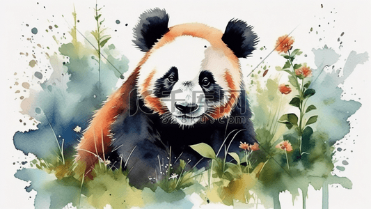 简约风格数字插画图片_可爱的熊猫简约风格插画