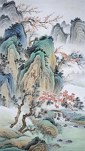 中国画插画图片_国风工笔山水画中国画