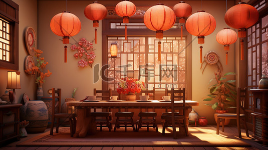 中式春节装饰餐厅15