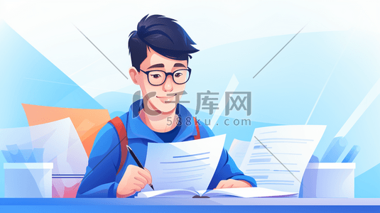 公务员插画图片_努力学习的青少年插画15