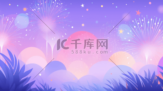 粉色烟花插画图片_欢庆节日浪漫可爱的元素造型插画10