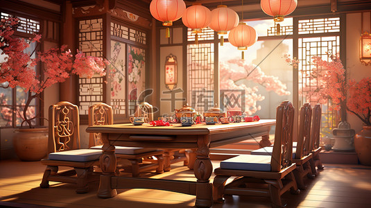 中式春节装饰餐厅9