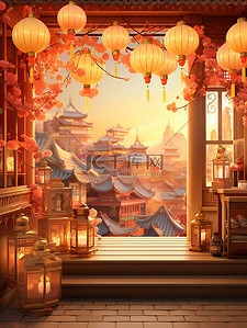 装饰数字数字3插画图片_中国春节装饰温暖光线3