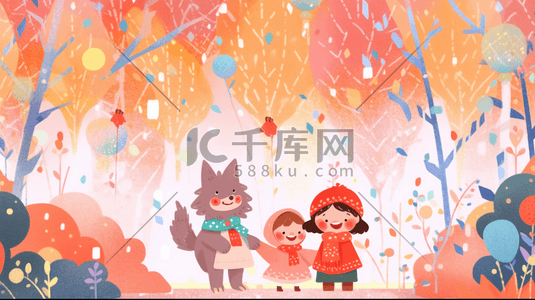 山造型手卡插画图片_欢庆节日浪漫可爱的元素造型插画31