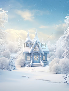 冬天雪中宁静的别墅城堡9