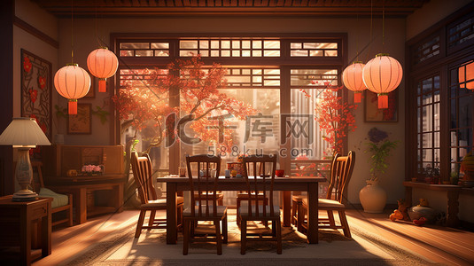 中式春节装饰餐厅3