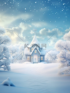 冬天雪中宁静的别墅城堡8