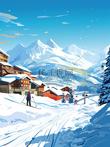 阳光明媚的冬日滑雪场16