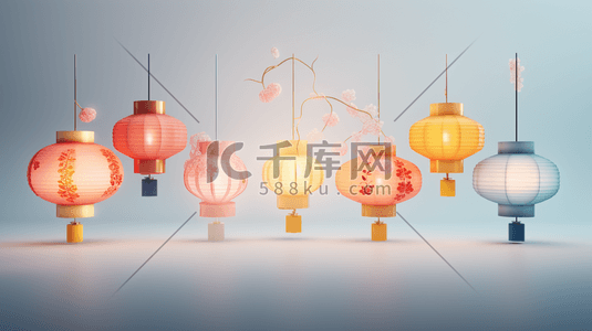 春节古典彩灯灯笼装饰插画1