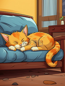猫睡在沙发上卡通6