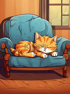 猫睡在沙发上卡通18