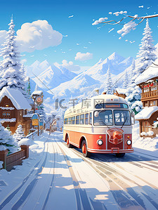 雪地里停着的公共汽车4