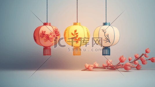 春节古典彩灯灯笼装饰插画9