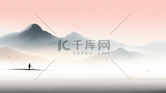 中国丛山山水水墨插画11