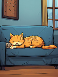 猫睡在沙发上卡通5