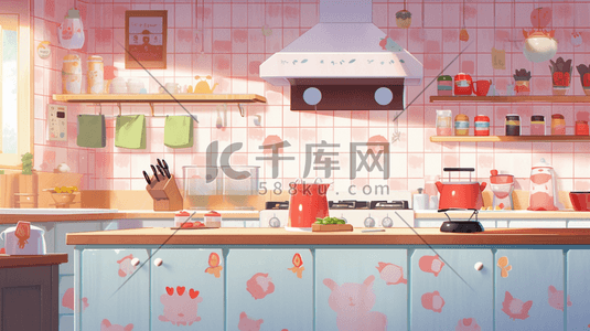 现代感可爱厨房创意插画8
