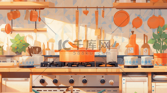 现代感可爱厨房创意插画10
