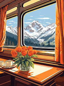 老式木船插画图片_欧式老式火车车厢18