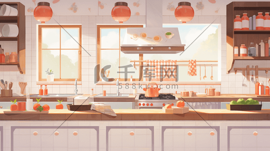 现代感可爱厨房创意插画18