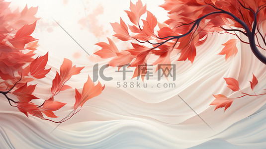 扭曲的插画图片_红色的枫叶漩涡中扭曲17