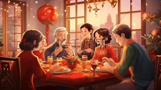 春节年夜饭美食插画16