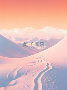 阳光绚丽插画图片_雪地雪山美丽绚丽的日落17