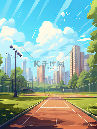 学校运动场图片素材_学校运动场卡通插画10