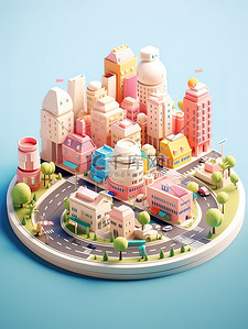 建筑城市元素插画图片_微型城市现代建筑10