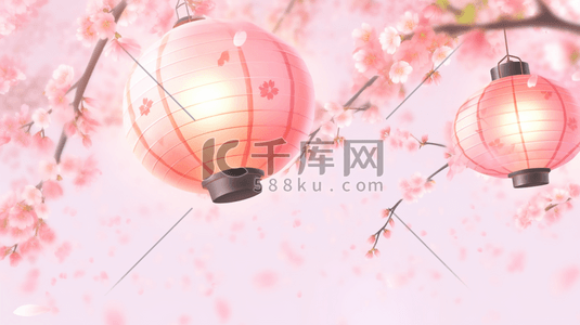 粉色新年喜庆灯笼插画12