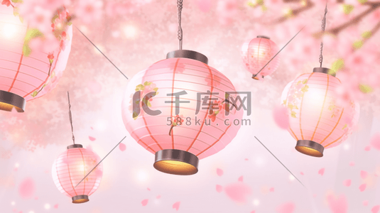 粉色新年喜庆灯笼插画8