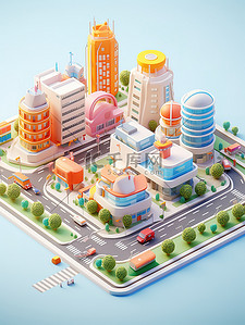 建筑城市元素插画图片_微型城市现代建筑4