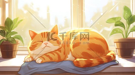 橘猫慵懒躺在窗台17