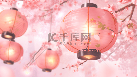 粉色新年喜庆灯笼插画18