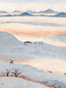 沙漠日出插画图片_沙漠绿洲插画风景白天日出风景