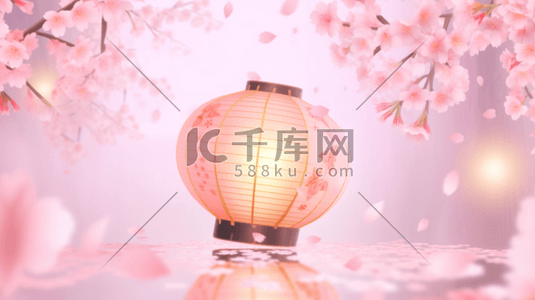 新年树枝插画图片_粉色新年喜庆灯笼插画24