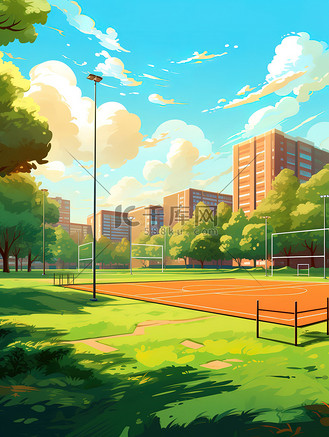 学校运动场卡通插画15
